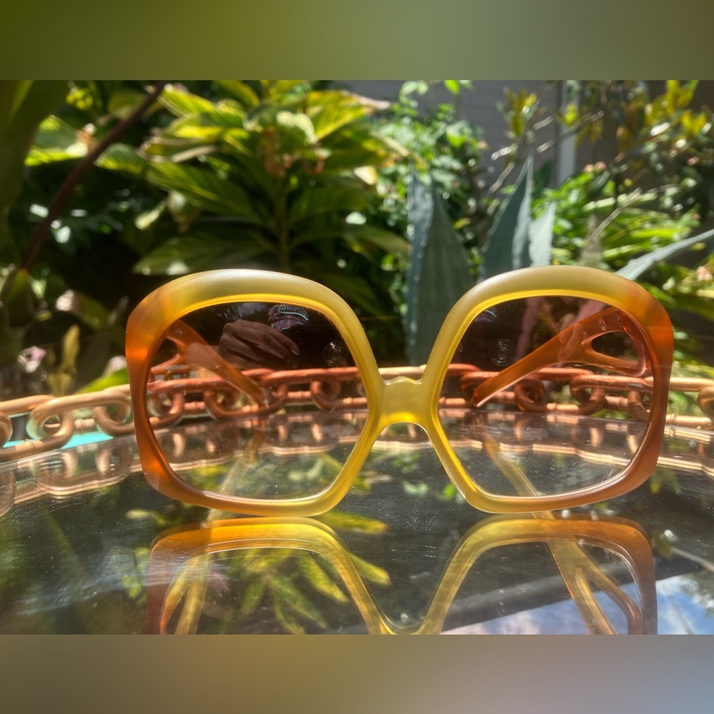 VNTG CHRISTIAN DIOR Rare Oversized Gradient Ombre Matte Yellow/Brown Sunglasses - Picture 3 of 5